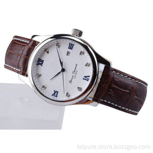 Top Class Men's Business Watch with Genuine Leather Band and Stainless Steel Case